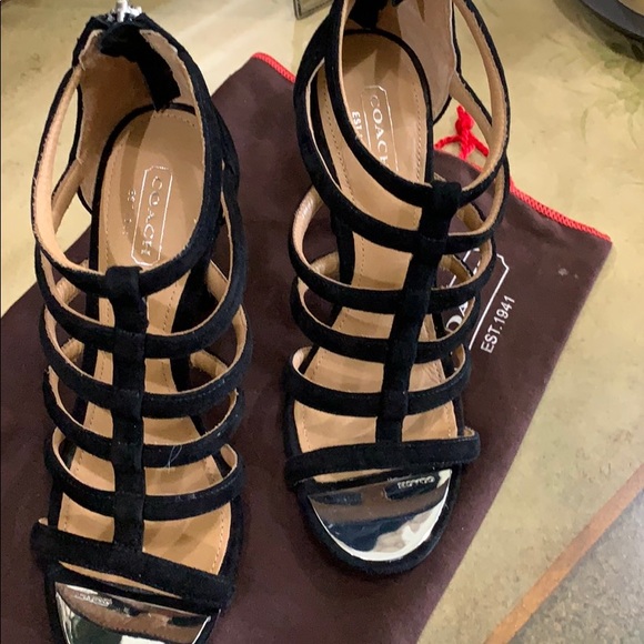 ❤️COACH Caged Suede Heels - Picture 3 of 6
